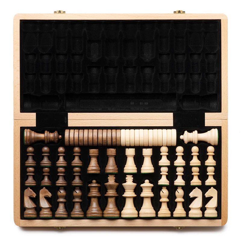 New Top Grade Refined Wooden Folding Large Chess Set Checkers Solid Wood Maple Chessboard Entertainment Board Game Children Gift | Спорт и