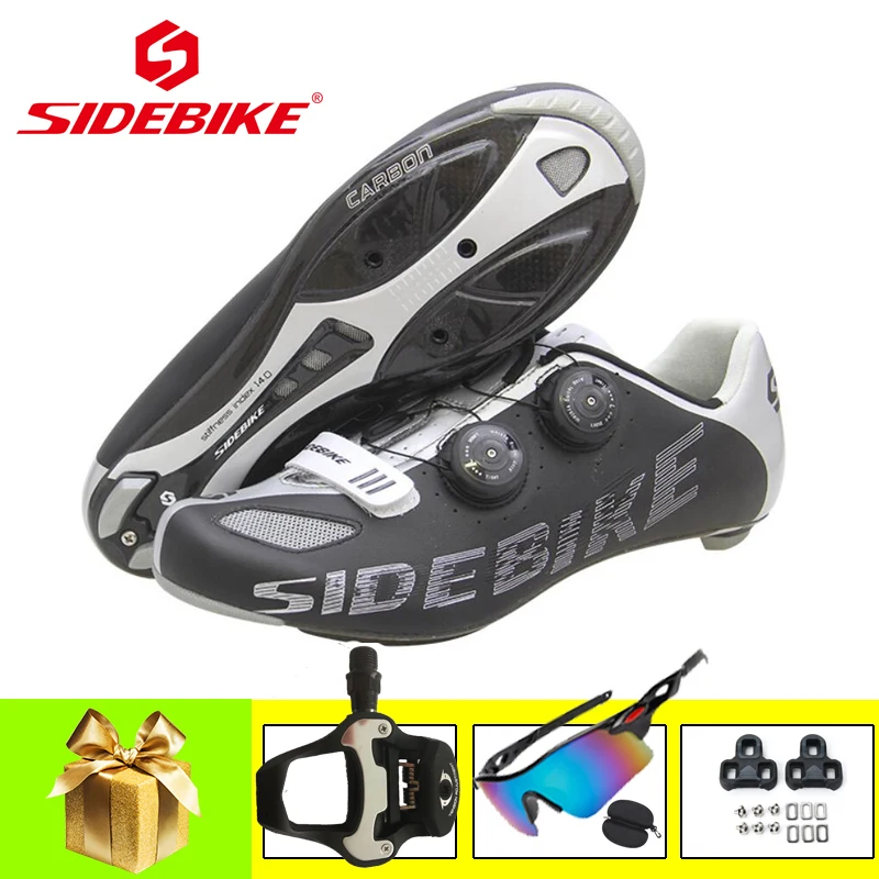 

Sidebike Ultralight Carbon Cycling Shoes Add Spd Pedals Self-Locking Racing Bike Shoes Road Bike Athletic Riding Shoes Ciclismo