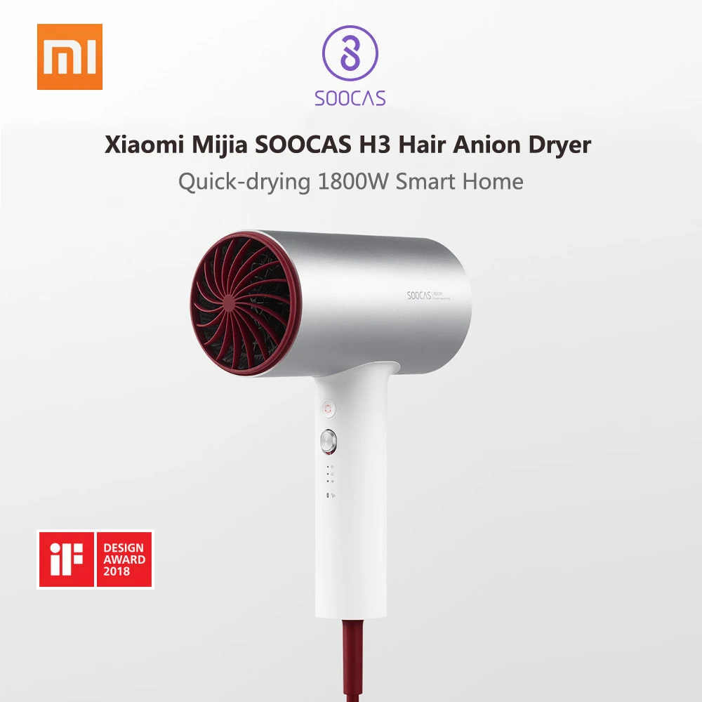 Оригинальный Портативный Анионный фен для волос XIAOMI MIJIA профессиональный