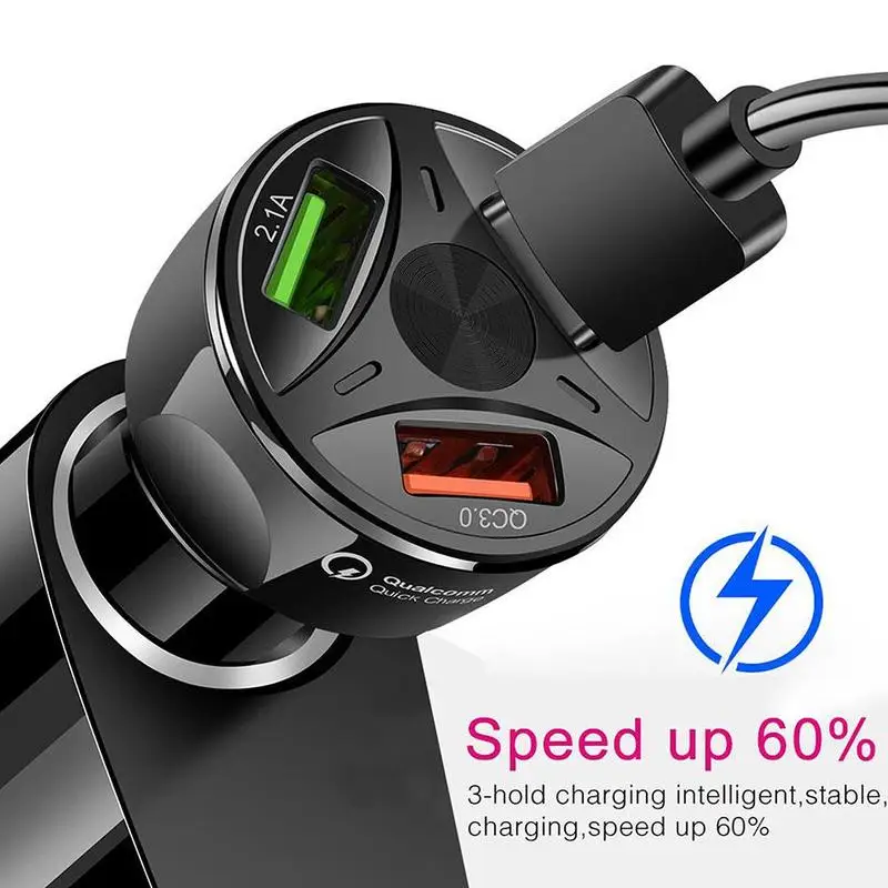 

3.0 fast charge car charger 3.1A one with three QC 3.0 car mobile phone charger three usb car charger