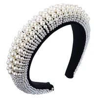decai fashion pearl thickening velvet headbands hari hoop 5cm solid wide girl hairbands women for hair accessories headwear