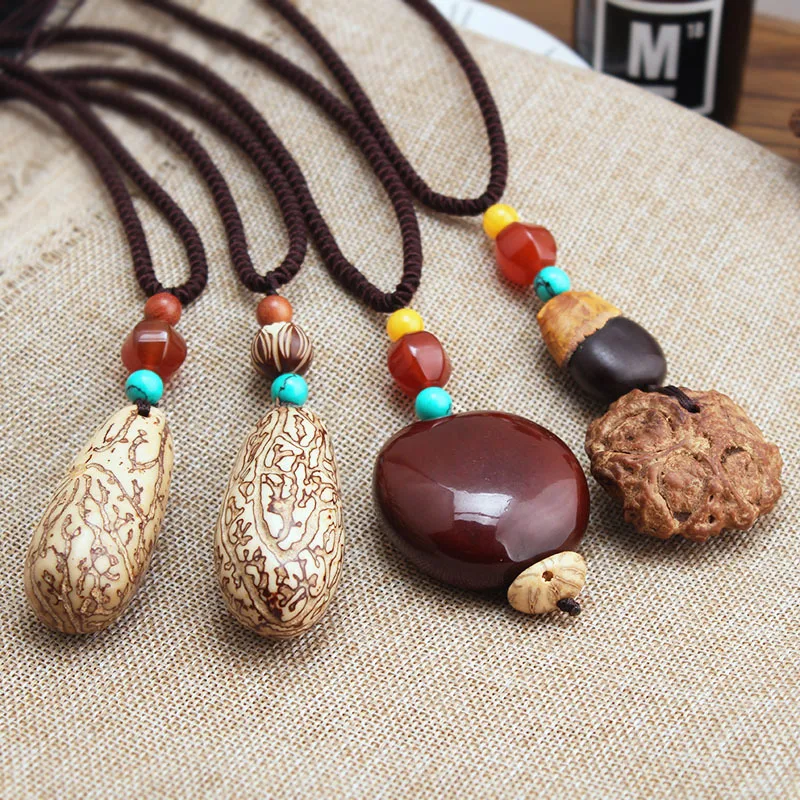 Модное этническое ожерелье камни винтажная тарелка ручная работа sanwoods винтажные