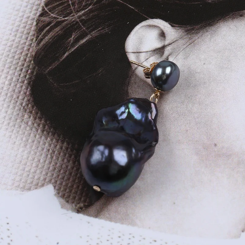 Заводская цена 7-8 мм черные серьги-кольца для женщин ювелирные изделия |