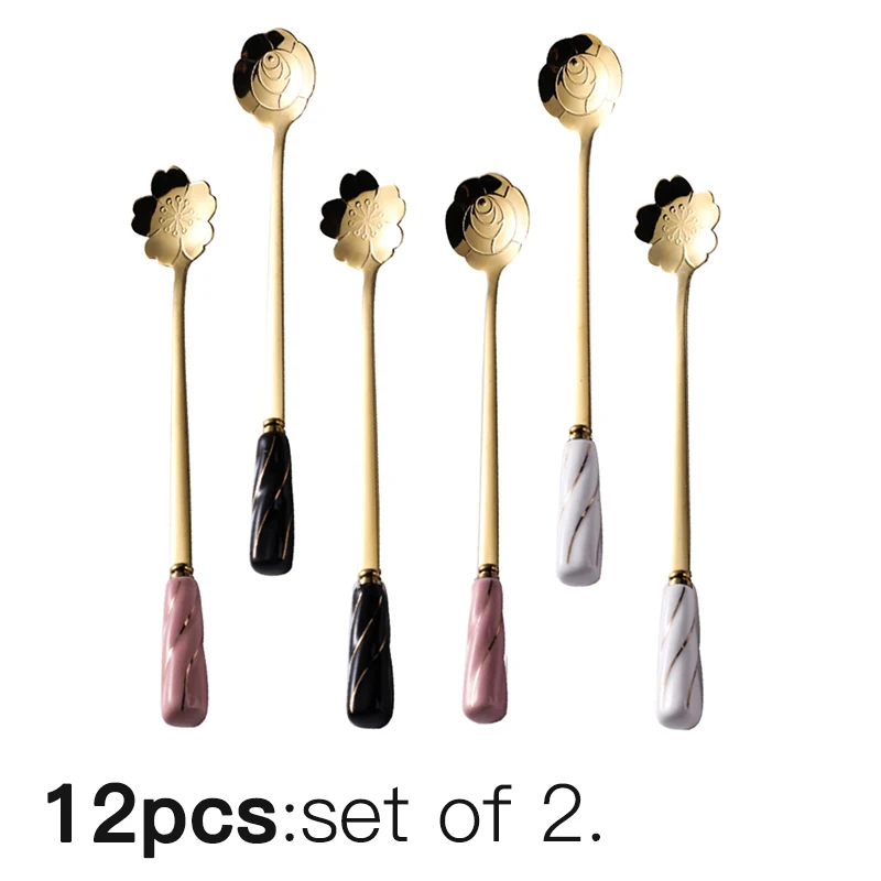 

Ceramic handle design rose gold fork and spoon