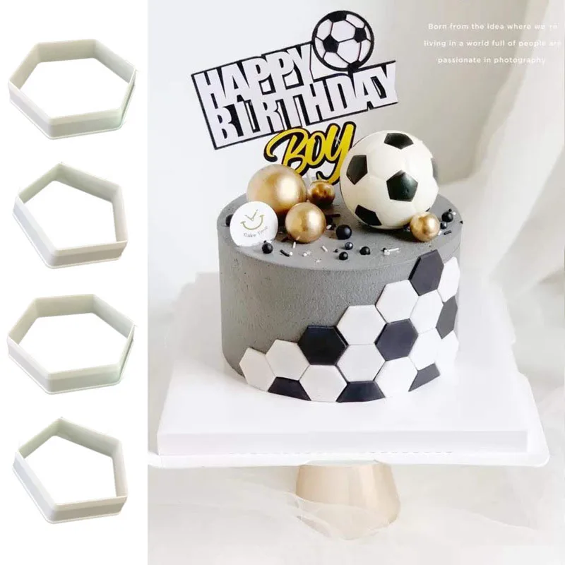 

4PCS/Set Soccer Cookie Cutter Hexagon Cutters 3PCS/Set Bear Cake Mold Fondant Cake Mold DIY Sugar Craft Football Print Plunger