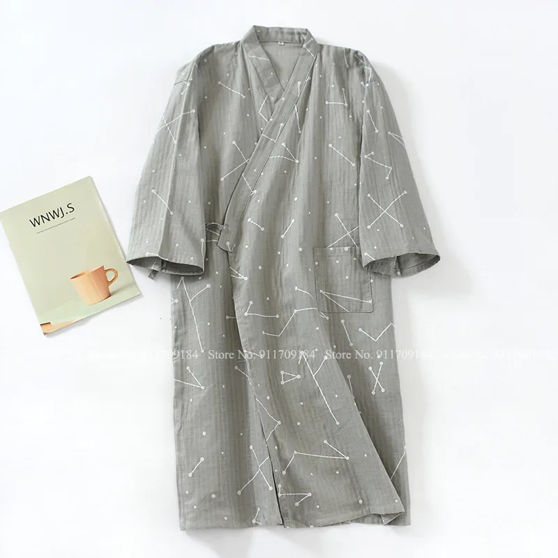 Japanese Style Cotton Kimono Pyjamas Robes Men Women Plus Size Yukata Bathrobe Cardigan Pajamas Couples Sleepwear Gown Homewear |