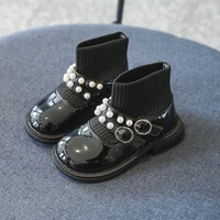 2021 boots for kids autumn fashion boots children little girl shoes pearl toddler girl boots british style sock shoes fashion