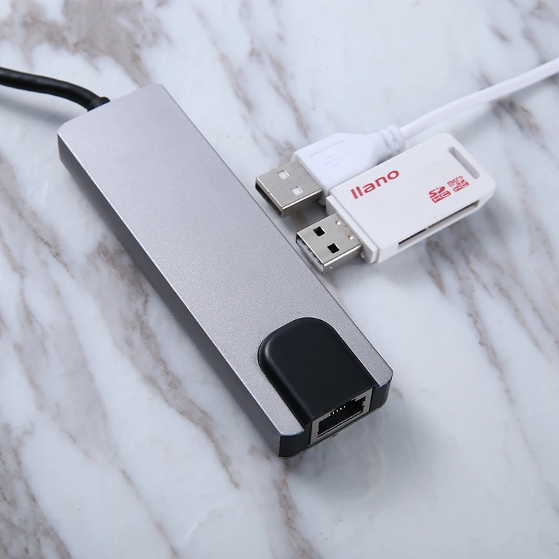 

Gray 5 In 1 USB-C Adapter Dock Hub USB Type-C PD HDMI-compatible 4K 2x USB Ethernet Network Multi-Ports Connector