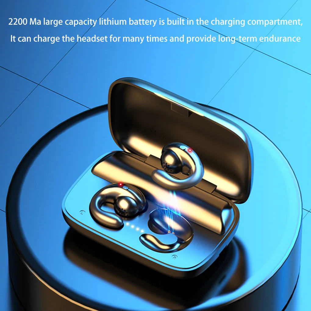 

5.0 Bone Conduction Wireless Bluetooth Headset Hanging Ear Sports Music Earphone with Charging Box