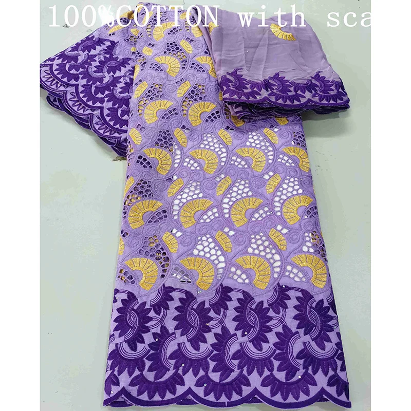 

Sky blue-yellow-black color Swiss Voile Lace graceful pattern with stones 5+2 yards HLS23 hollowed out design 100% Cotton fabric