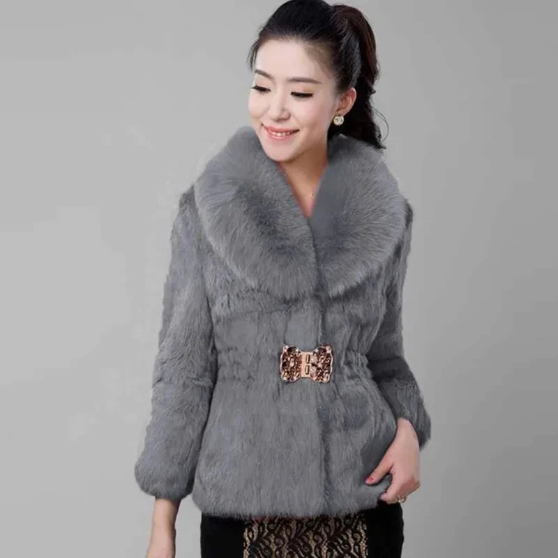 New Short Fur Coat Women Jacket 2021 Autumn Winter Imitation Rabbit Hair Korean Loose Thin Large Collar | Женская одежда