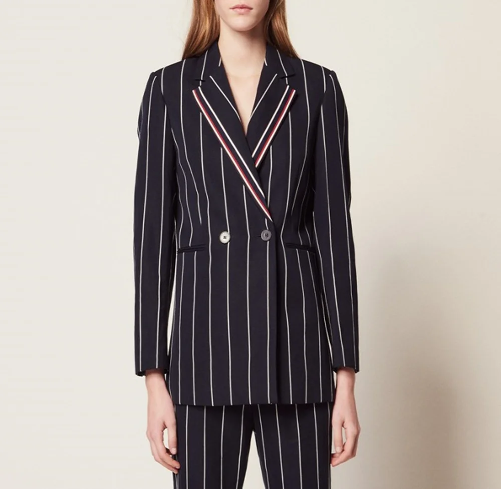 

Модные осенние женские блейзеры и куртки, одежда для работы и офиса, женский костюм, облегающий двубортный деловой Женский блейзер, пальто ...