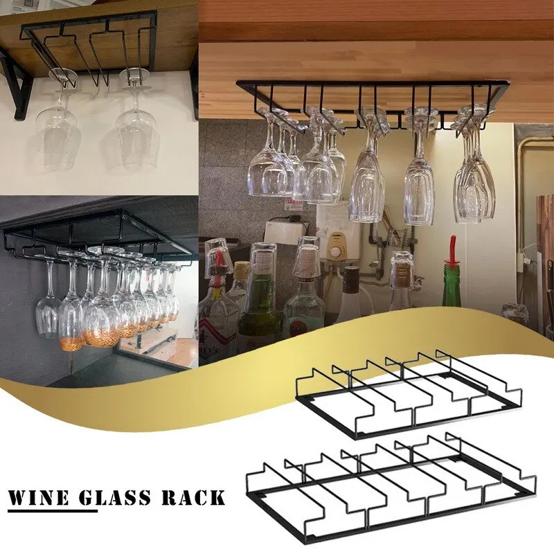 

Creative Wall Mount Goblet Storage Iron Rack Cabinet Bar Upside Down Wine Glass Hanging Shelf Kitchen Stemware Organizer Holder