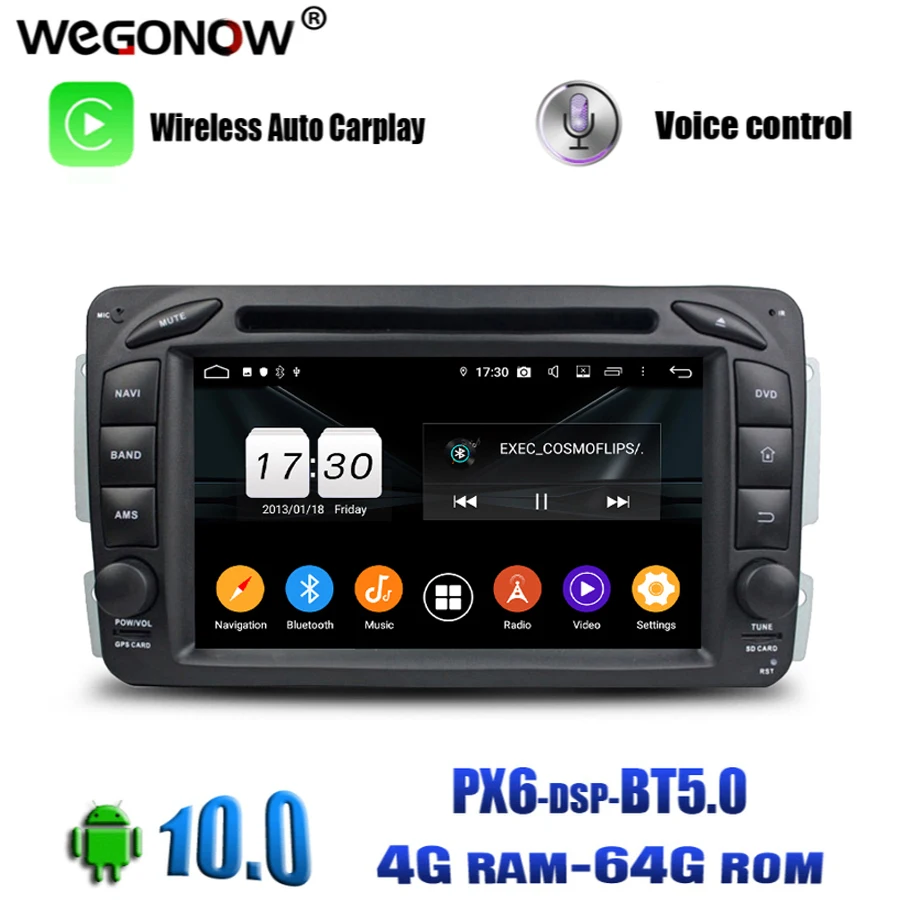 Автомобильный DVD плеер PX6 DSP Android 10 0 4 Гб + 64 8 ядер Wifi BT5.0 RDS радио GPS карта для