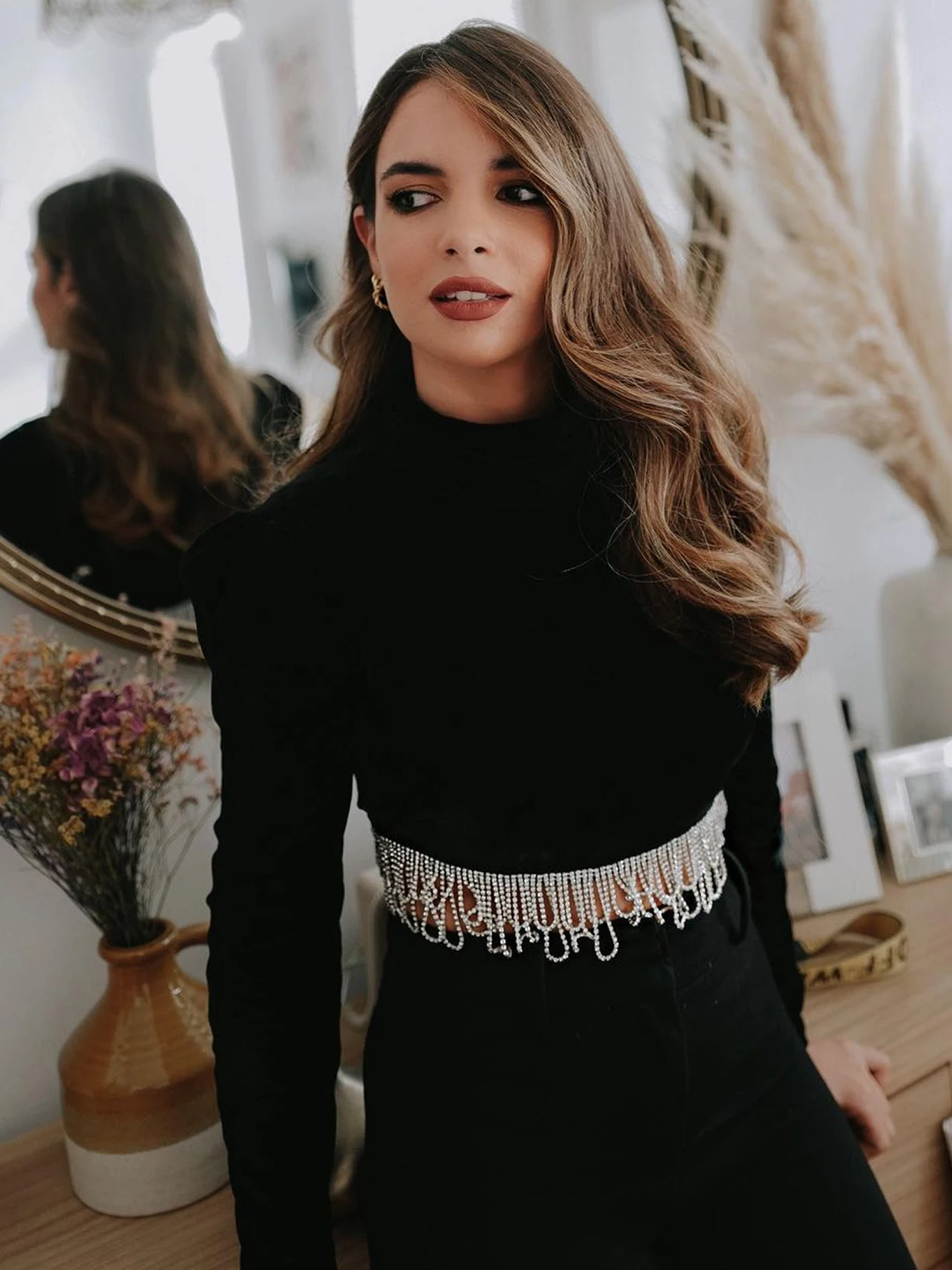 Adyce Black Velvet 2 Two Pieces Sets Clothes For Women Sexy Tassel Tops &amp Mini Skirt 2022 New Winter Long Sleeve Club Party |