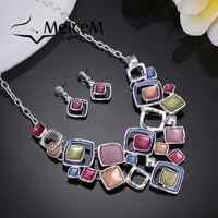 metal alloy necklace meicem 2021 womens fashion sets charming geometric round choker necklaces for women mothers day gift