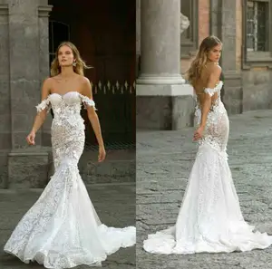 Mermaid Wedding Dresses 2020 Lace Off The Shoulder 3D Floral Appliques Trumpet Bridal Gowns Boho Wedding Dress Robes De Mariée Mermaid Wedding Dresses 2020 Lace Off The Shoulder 3D Floral Appliques Trumpet Bridal Gowns Boho Wedding Dress Robes De Mariée
