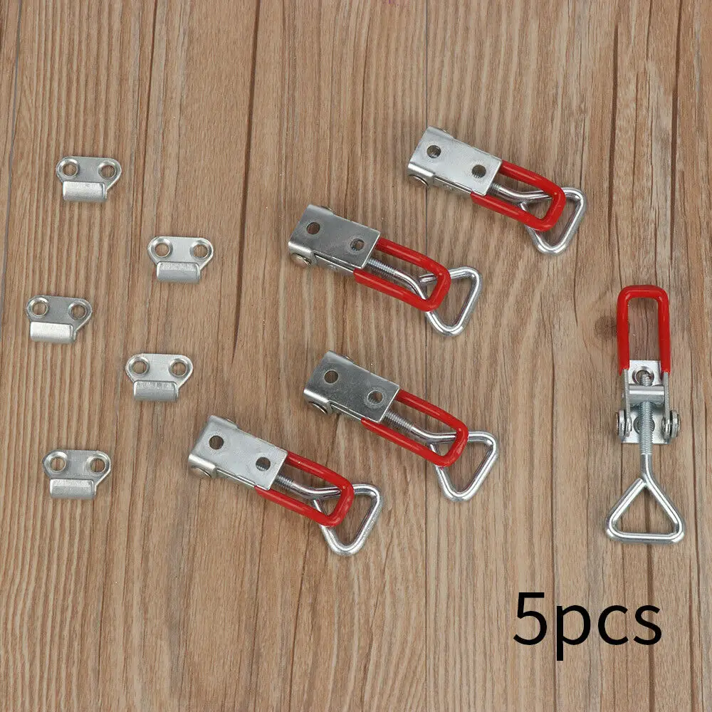 

5 Pcs Toggle Catch Cabinet Box Lever Handle Adjustable Lock Clamp Hasp Exquisite Steel Latches Door Lock Reinforcement Fasteners