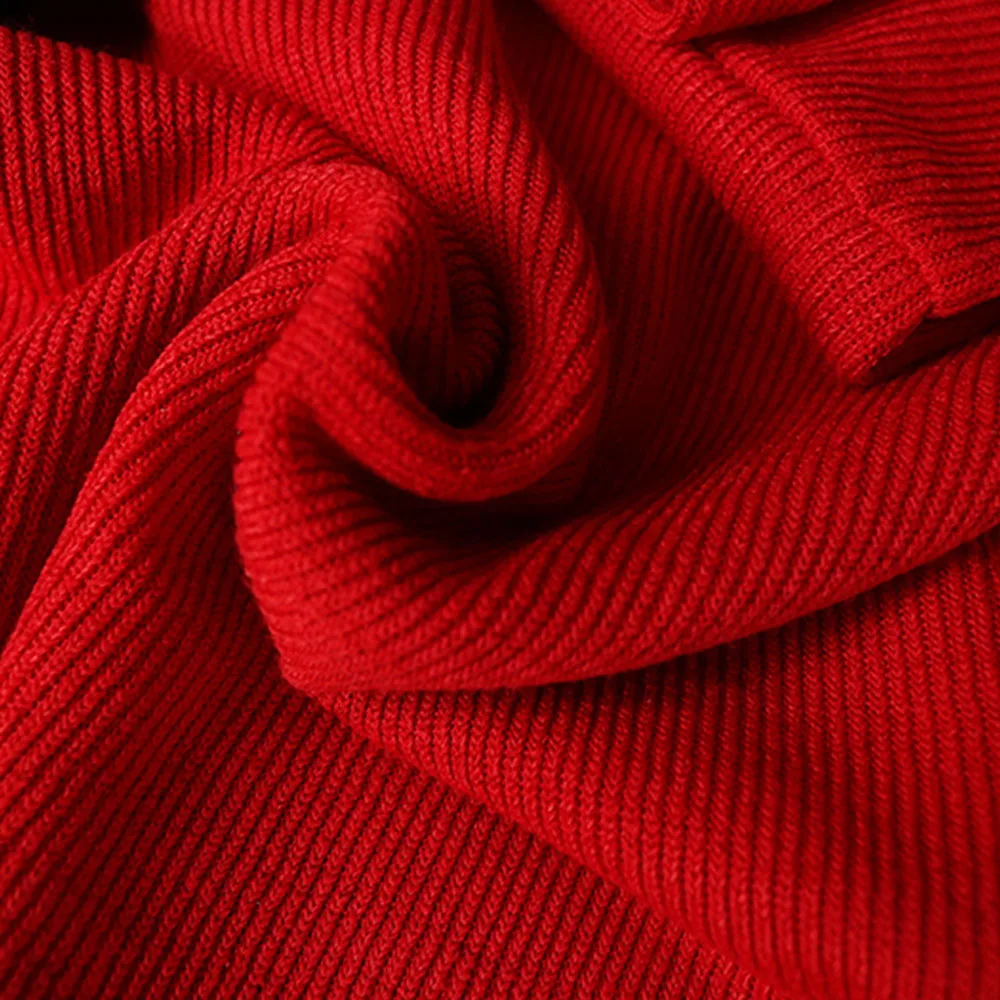 

Women Red Knitted Dress 2020 Autumn Winter Long Sleeves Solid Bodycon Sexy Date Night O-Neck Female High-waist Slim Dresses