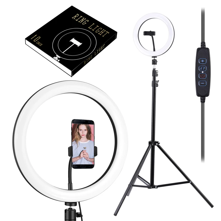

10 inch LED Ring Light Dimmable Ringlight 3200K-5600K Photography makeup Ring Light Lamp