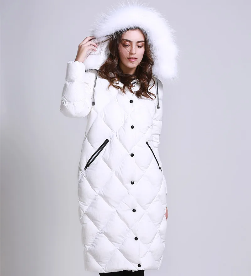 

New Women's Down Long Overcoat Thick White Duck Down Winter Outwear Woman Jacket