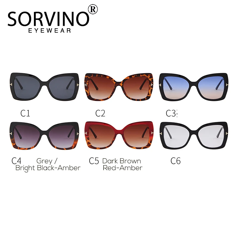 Женские очки от солнца SORVINO большие квадратные солнцезащитные в стиле ретро