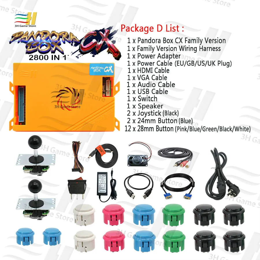 

Pandora Box CX 2800 in 1 family board with Control Accessories diy arcade kits part joystick For arcade machine 3d Mortal Kombat