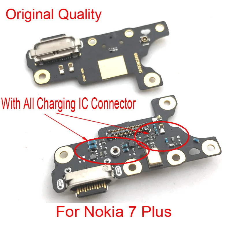 10 шт./лот для Nokia 7 plus + TA-1049 1055 1062 Type-C USB-порт зарядки док-станция антенна разъем