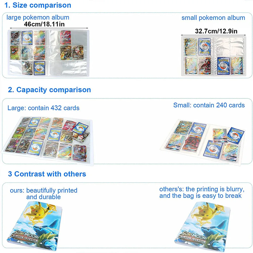 

Big 432 Card 9 Pocket Pokemon Album Binder Book Cartoon Pokmon Anime XY Map Game Collection Holder Folder Top Kids Toy Gift