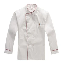 large size chef uniform long sleeve white new men women kitchen hotel restaurant red blue edge high quality hygroscopic workwear