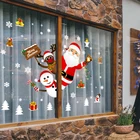 Huiran 2021 новогодние наклейки на окно, Новогодняя Наклейка на стену, Рождество декор на окно и стены, Рождественское украшение для дома, Новогоднее украшение на дверь