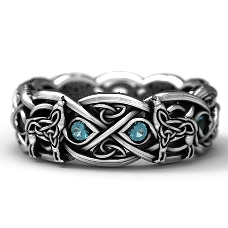

Vintage Nordic Mythology Giant Wolf Defense Totem rings Wolf Domineering Nightclub Gothic Punk Ring For Men Retro Male Ring