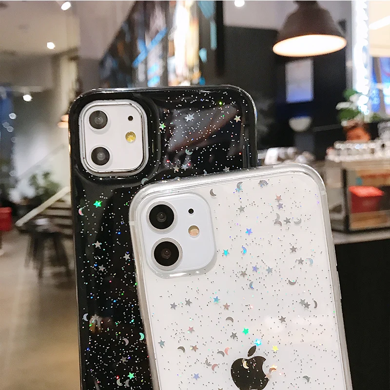 Блестящий блестящий чехол для iPhone 11 Pro Max XR X XS 7 8 Plus SE 2 2020 прозрачный телефона