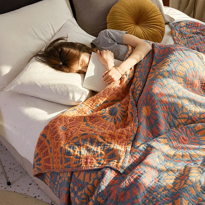 للبيع أربعة طبقة الشاش منشفة من القطن الثقيل القطن واحد مزدوج منشفة من القطن الثقيل الصيف الأطفال الطفل قيلولة بطانية الصيف بطانية باردة