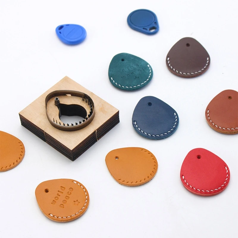 

DIY RFID Key Fob Leather Tag Leather Template Wooden Punching Die Cutting Mould W89D