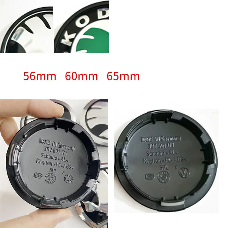 

4pcs 56mm 60mm 65mm Car Wheel Center Metal Caps Styling for Skoda Logo Fabia Rapid Kodiaq RS Superb Kamiq Octavia A7 Tour Yeti