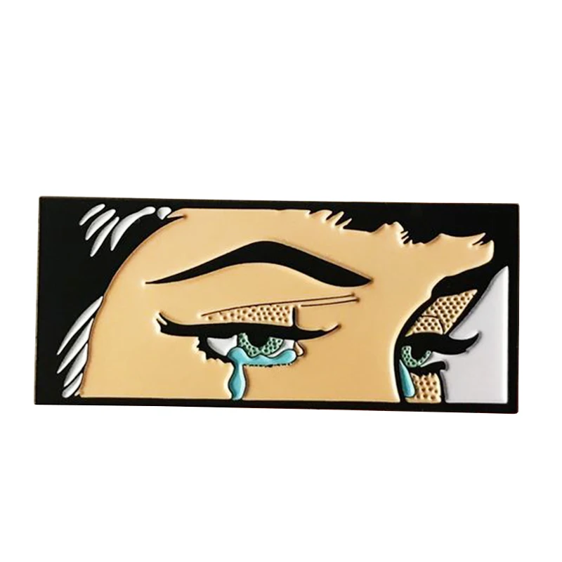 

Sad tears badge crying woman pin