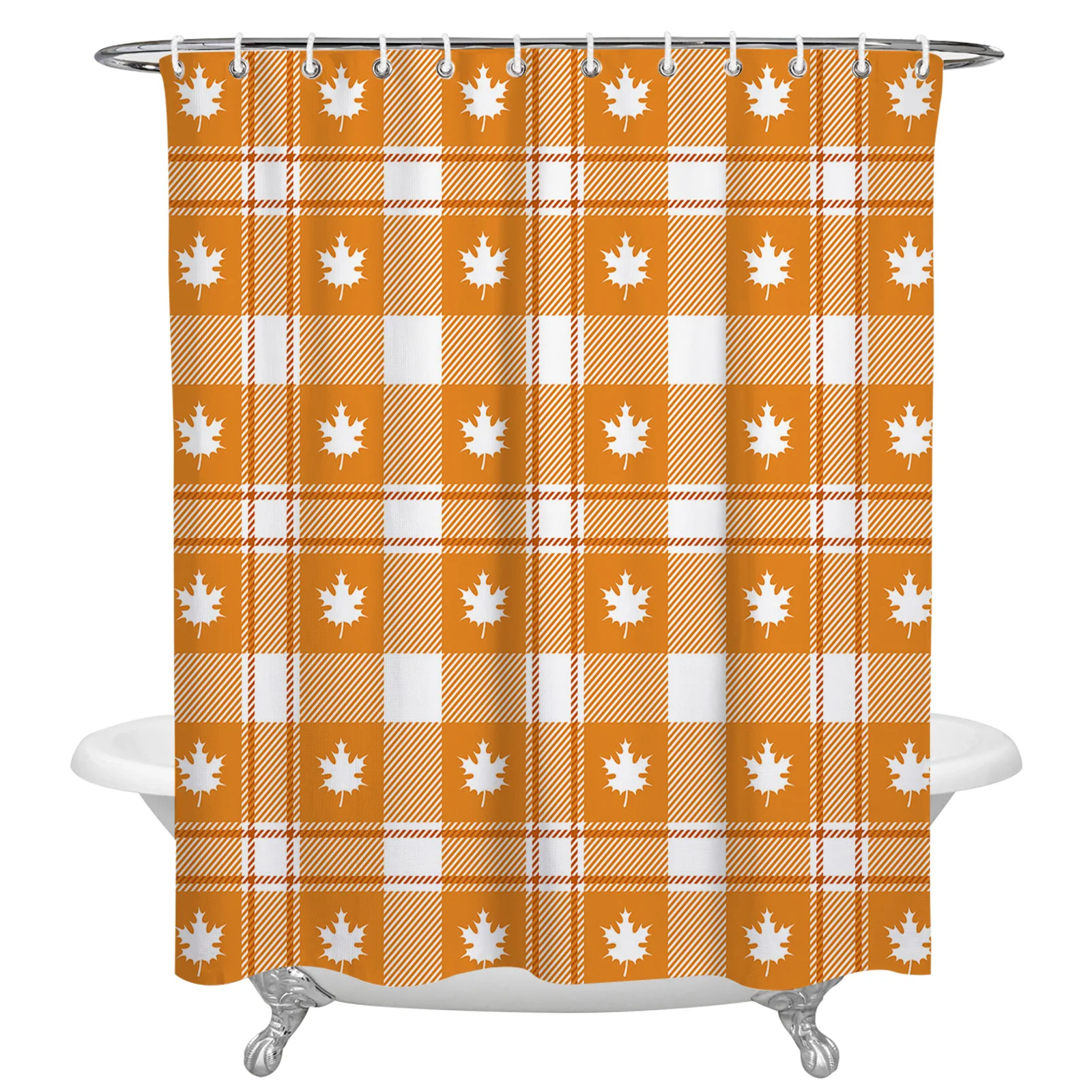 

Осенняя оранжевая сетчатая занавеска для душа с кленовыми листьями, водонепроницаемые занавески для душа из полиэстера, занавеска для укра...