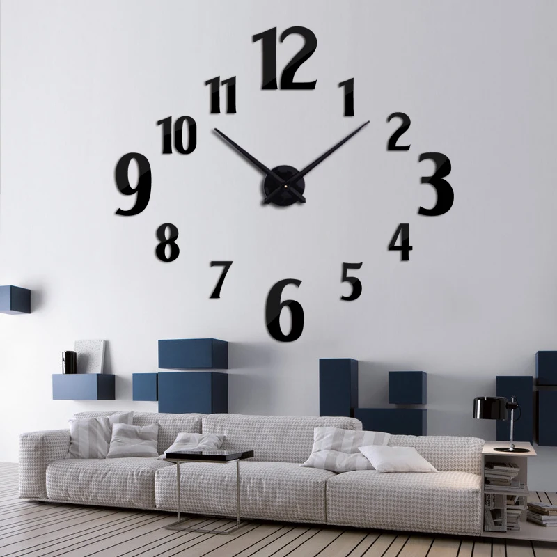 

Hot Design Large 3d Wall Clock Acrylic Mirror Quartz Watch Still Life Clocks Living Room Home Decoration Single Face Stickers