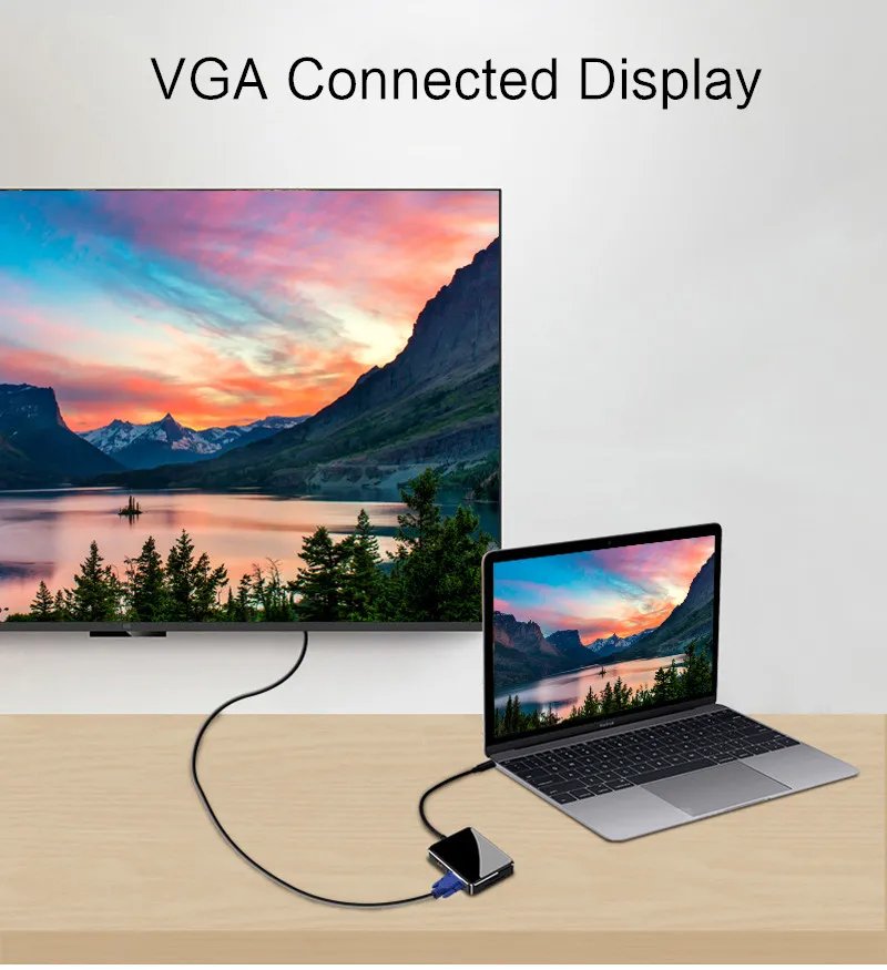 Ajiuyu USB C HDMI кабель Тип C к HDMI VGA разъем адаптера USB-C HDMI конвертер type-C Thunderbolt 3 док-станция для MacBook Pro Air Multi