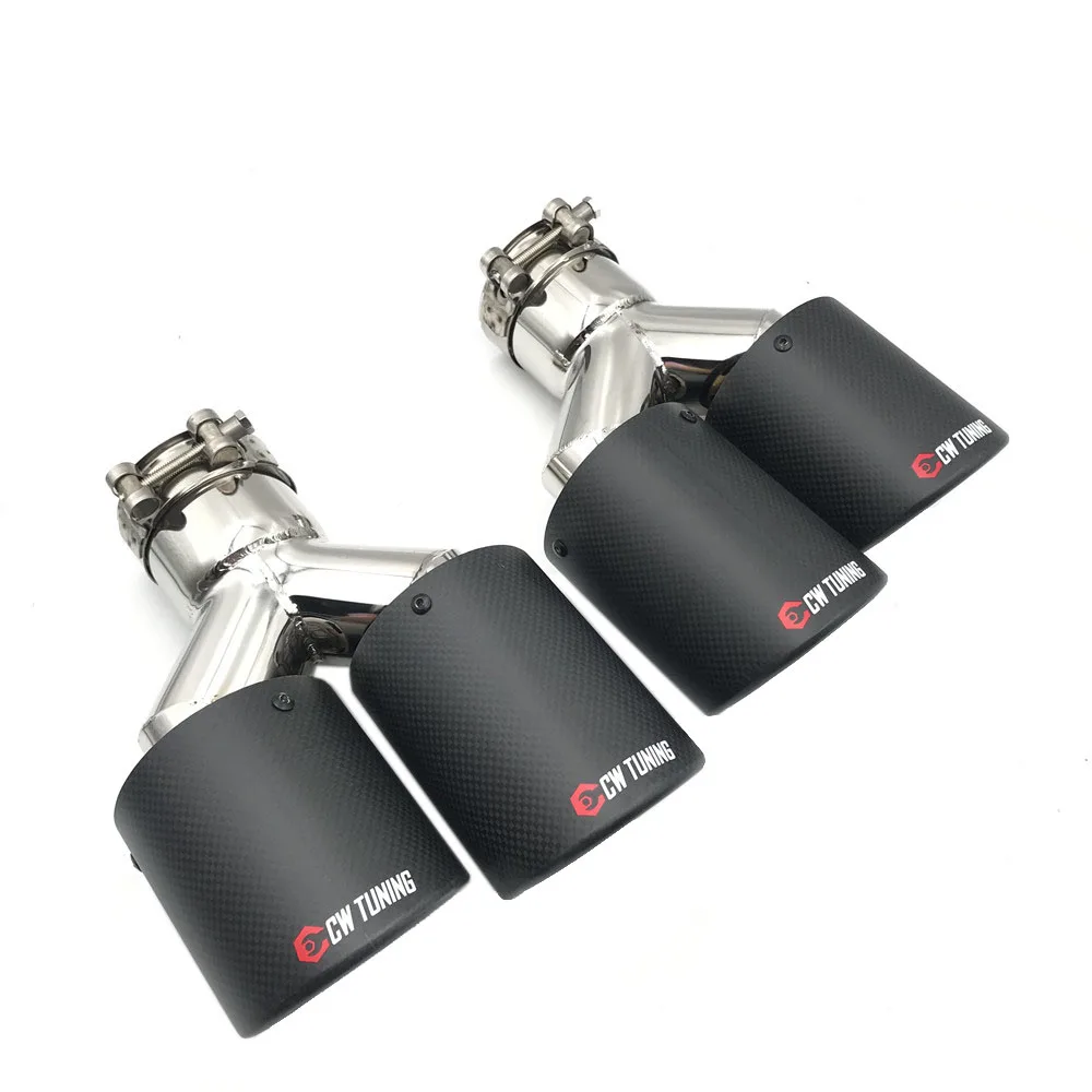 Wholesales A Pair Universal Dual Matt Carbon Fiber Exhaust Tip Steel Pipe Muffler for BMW For Benz Ak | Автомобили и мотоциклы