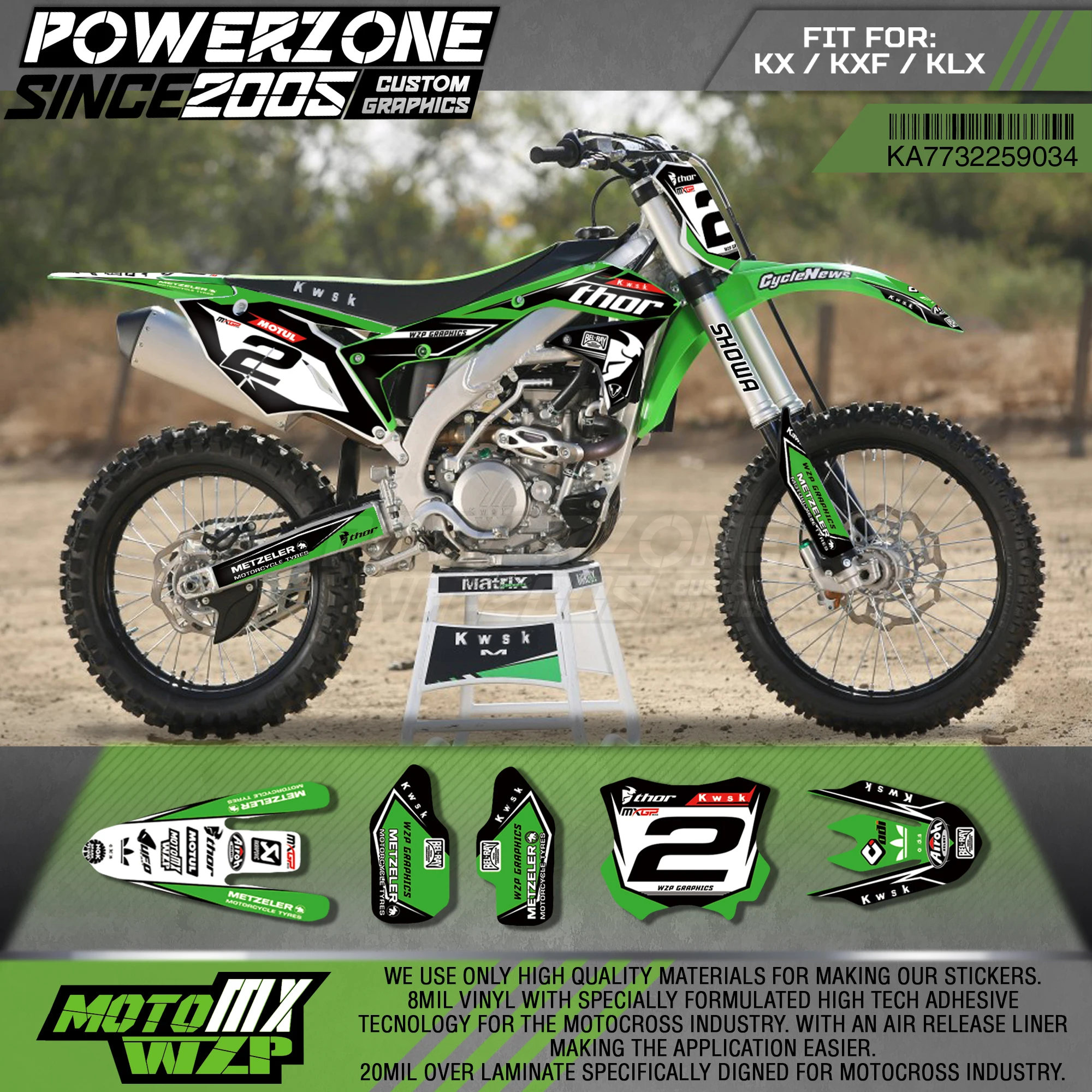 Персонализированные графические наклейки PowerZone Team 3M Набор наклеек для Kawasaki