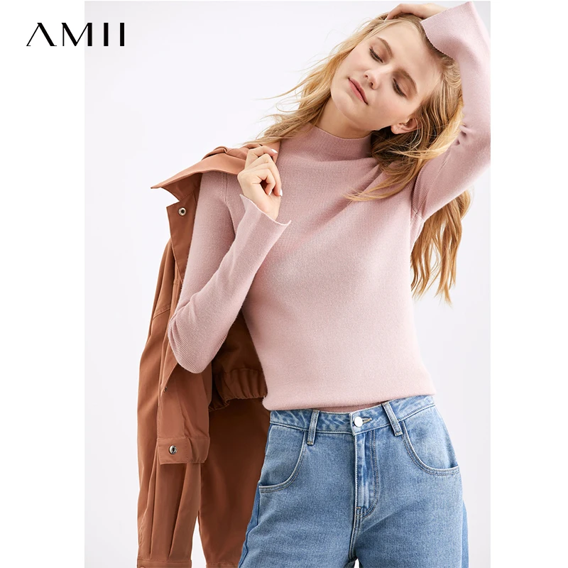 Женский свитер с высоким воротом Amii базовый однотонный мягкий облегающий