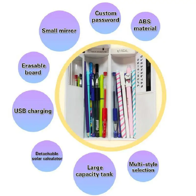 Чехол для карандашей 21 см многофункциональный с кодовым замком | Канцтовары