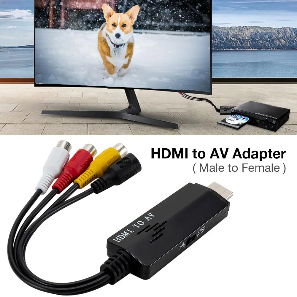 

Кабель-переходник RCA в AV, кабель-преобразователь с поддержкой 1080P, HDMI-совместимый, 2AV, штекер-гнездо для ТВ, DVD-рекордеров