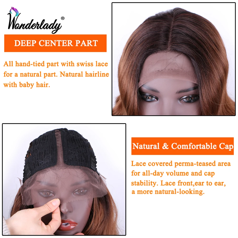 Синтетический парик WonderLady из швейцарского кружева 14 дюймов натуральный