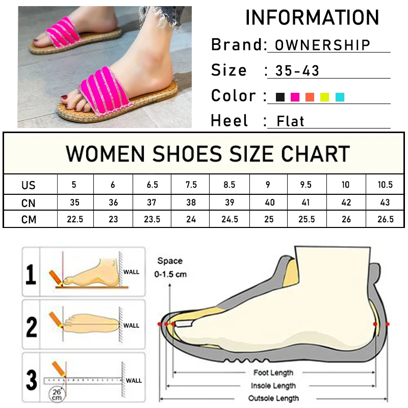 

2021 Women Crystal Bling Slippers Ladies Sewing Slides Female Open Toe Casual Shoes Women's Summer Beach Footwear Plus Size