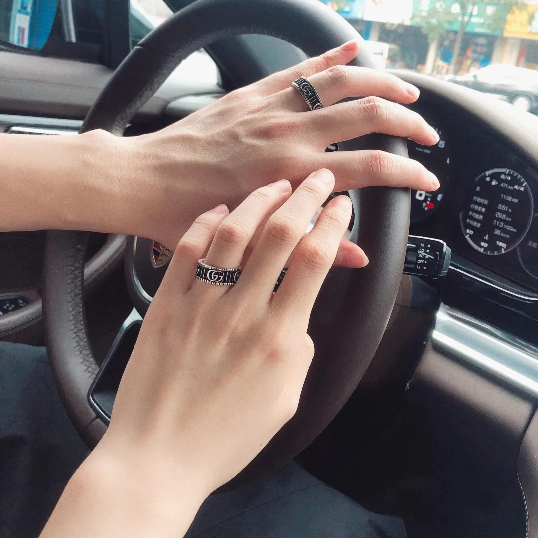 

High quality S925 sterling silver classic men and women love ring fashion retro personality trend hip-hop party luxury brand