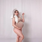 Эластичное тканевое платье для беременных с двойным V-образным вырезом