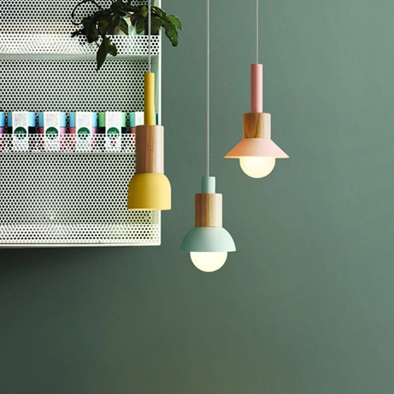 

Nordic Style Bar Window Dinner Lamp Warm Bedroom Macaron Bedside Pendant Light Single Head Restaurant Hanging Light Fixtures E14